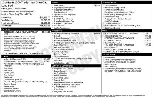 2026 RAM 2500 Tradesman Crew Cab 4x4 8' Box