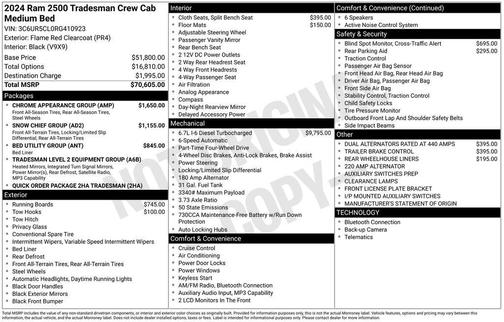 2024 RAM 2500 Tradesman Crew Cab 4x4 6'4' Box