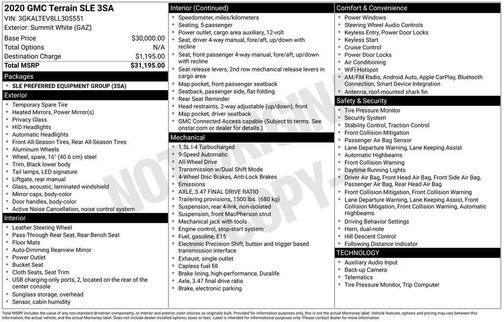 Summit White 2020 GMC Terrain SLE