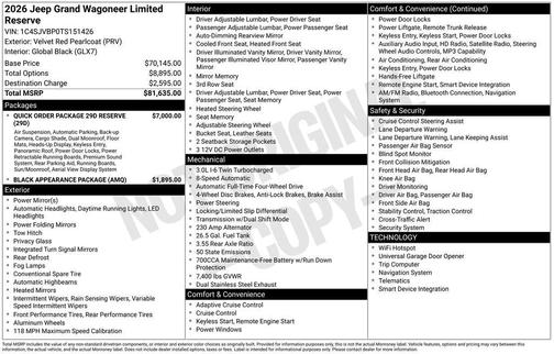 2026 Jeep Grand Wagoneer Limited Reserve 4x4