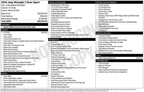 2026 Jeep Wrangler Sport