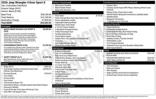 2026 Jeep Wrangler Sport S