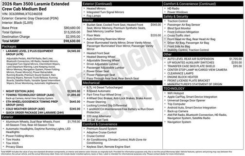 2026 RAM 3500 Laramie Mega Cab 4x4 6'4' Box
