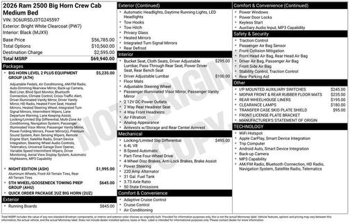 2026 RAM 2500 Big Horn Crew Cab 4x4 6'4' Box