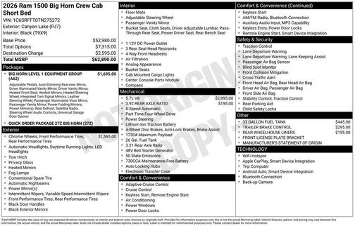 2026 RAM 1500 Big Horn/Lone Star
