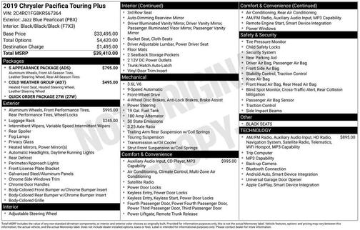 2019 Chrysler Pacifica Touring Plus