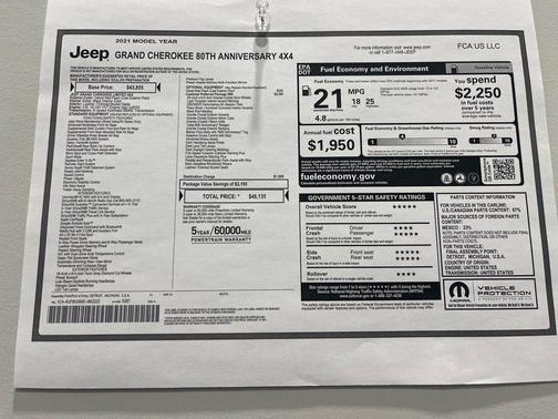 2021 Jeep Grand Cherokee 80th Anniversary 4X4