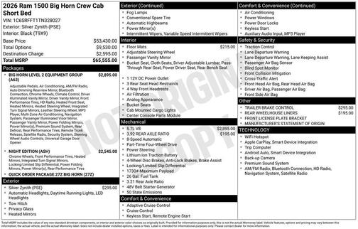 2026 RAM 1500 Big Horn/Lone Star