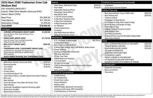 2024 RAM 2500 Tradesman Crew Cab 4x4 6'4' Box