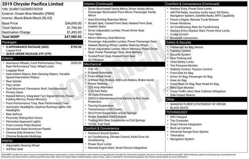 2019 Chrysler Pacifica Limited