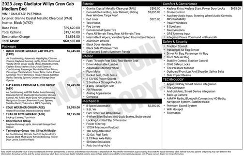 2023 Jeep Gladiator Willys 4x4