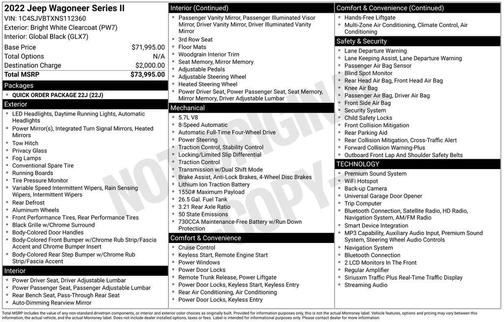 Bright White Clearcoat 2022 Jeep Wagoneer Series II 4x4