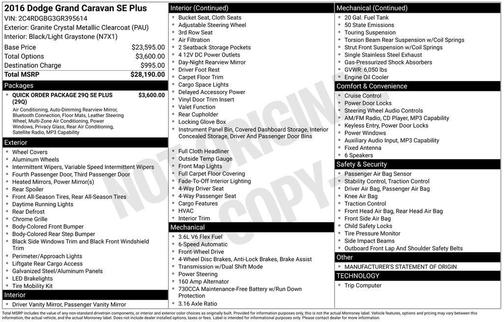 2016 Dodge Grand Caravan AVP/SE