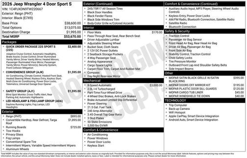 2026 Jeep Wrangler Sport S
