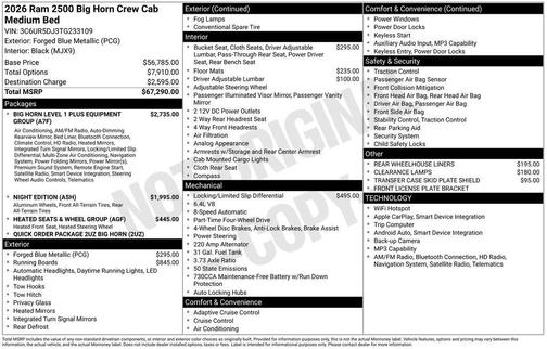 2026 RAM 2500 Big Horn Crew Cab 4x4 6'4' Box