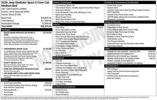 2026 Jeep Gladiator Sport S