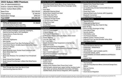 2022 Subaru WRX Premium