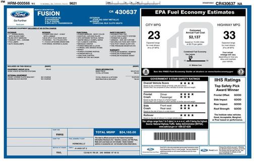 Sterling Gray Metallic 2012 Ford Fusion SE