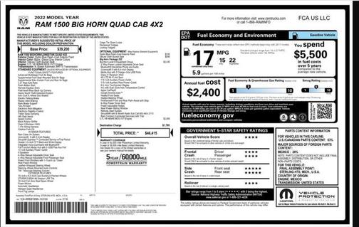 2022 RAM 1500 Big Horn/Lone Star