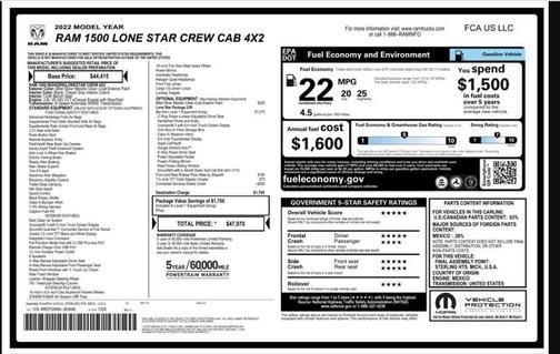 2022 RAM 1500 Lone Star