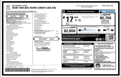 2020 RAM 1500 Big Horn/Lone Star