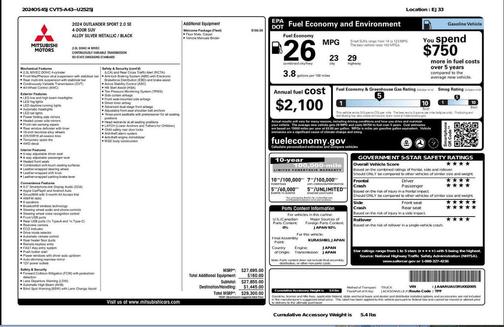 2024 Mitsubishi Outlander Sport 2.0 S
