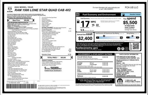 2022 RAM 1500 Lone Star