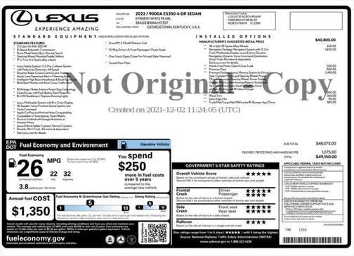 2022 Lexus ES 350 Base