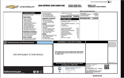 2020 Chevrolet Express 2500 RWD 2500 Regular Wheelbase WT