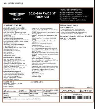 2020 Genesis G90 Premium