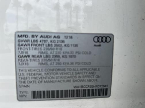 Cortina White 2017 Audi Q3 2.0T Premium