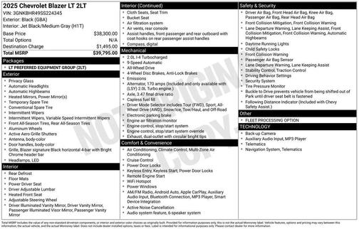 Black 2025 Chevrolet Blazer 2LT