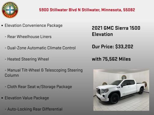 Summit White 2021 GMC Sierra 1500 Elevation