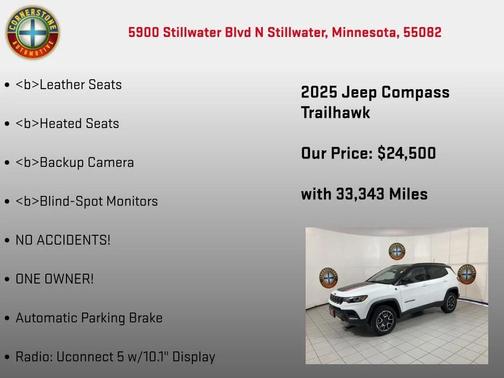 Bright White Clearcoat 2025 Jeep Compass Trailhawk