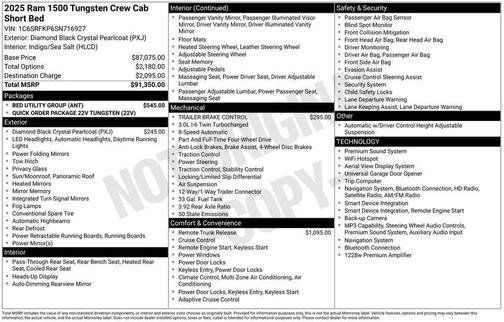 Diamond Black Crystal Pearlcoat 2025 RAM 1500 ST