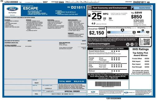 Deep Impact Blue 2013 Ford Escape SEL