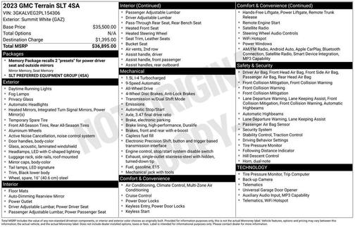 Summit White 2023 GMC Terrain SLT