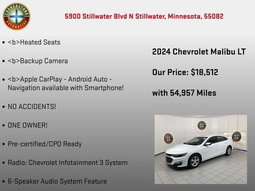 Summit White 2024 Chevrolet Malibu FWD 1LT