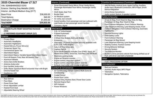Sterling Gray Metallic 2025 Chevrolet Blazer 2LT