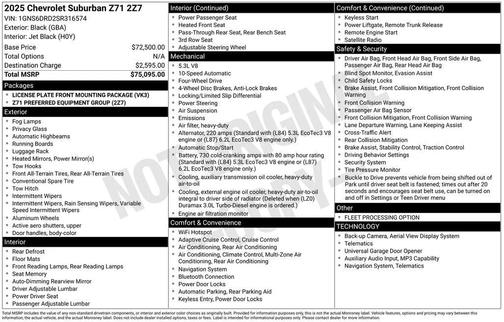 Black 2025 Chevrolet Suburban 4WD Z71