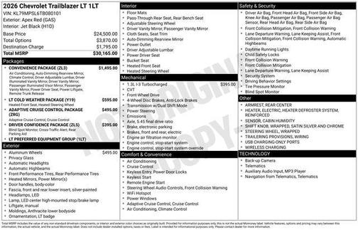 Apex Red 2026 Chevrolet Trailblazer LT
