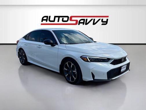 Platinum White Pearl 2025 Honda Civic Hybrid Sport Touring