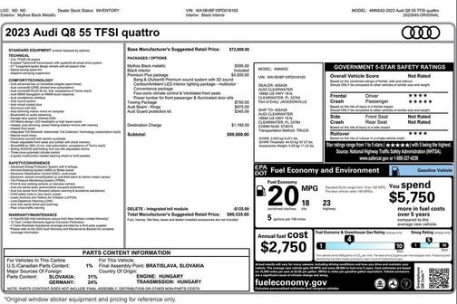 Mythos Black Metallic 2023 Audi Q8 55 Premium Plus