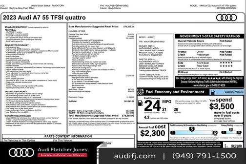 2023 Audi A7 Prestige 55 TFSI quattro S tronic