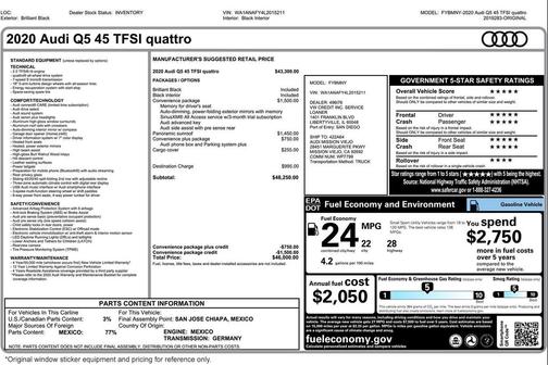 Brilliant Black 2020 Audi Q5 45 Premium