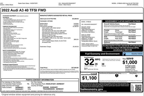 2022 Audi A3 Premium