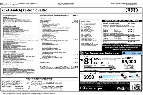 Glacier White Metallic 2024 Audi Q8 e-tron Prestige