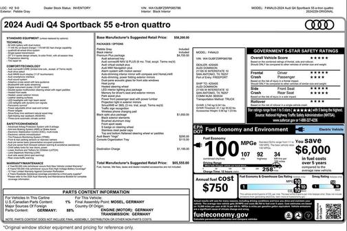 Pebble Gray 2024 Audi Q4 e-tron Sportback Premium Plus 55 quattro