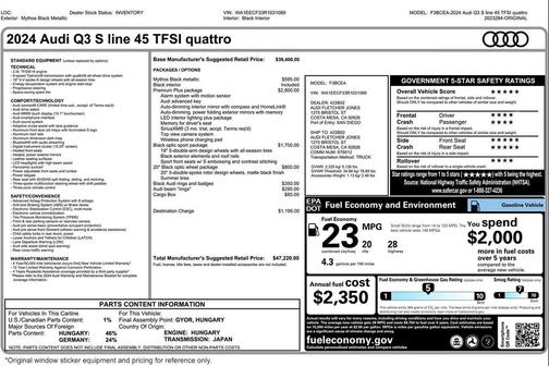 Mythos Black Metallic 2024 Audi Q3 45 S line Premium Plus