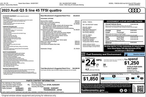 2023 Audi Q3 Premium 45 TFSI S line quattro Tiptronic